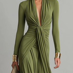 Elegant V-neck Stretchy Vacation Maxi Dress