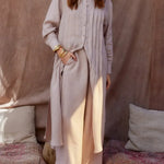 Women's Comfortable Linen And Cotton Extra-long Shirt And Pants Two-piece Set