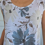 Vintage Floral Print Linen Dress