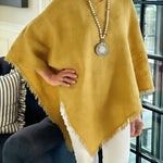 Women's Solid Color V-neck Casual Loose Cotton And Linen Fringed Shawl