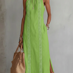 Angeles - Linen midi dress with mandarin collar