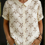 3d Embroidered Short-sleeved Cotton Shirt