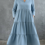 Casual Elegant Multi-layered Hem Denim Dress