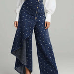 Women's Dots Print High-waisted Relaxed Fit Wide-leg Jeans With A Stylish Design.