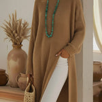 Elegant Cozy Slit Loose Knit Dress