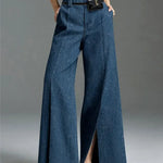 Women's Stylish Art Wide Leg Split-Front Casual Denim Jeans