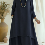 Elegant Double-layered Hem Denim Dress