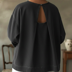 Elegant Open-back Design Denim Cotton Top