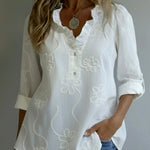 Retro Romantic Ruffled Collar Floral Shirt
