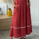 Women's Casual Patchwork White Lace Linen-cotton Skirt