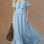 Comfortable Linen And Cotton Tie-waist Dress
