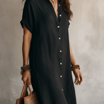 Minimalist Basic Shirt Linen Cotton Mini Dress