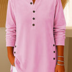 Women's Solid Color V-neck Long-sleeved Velvet Top
