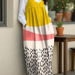 Women's Abstract Geometry Casual Loose Denim Vest Dress