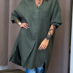 Women's Casual Linen And Cotton Shirt