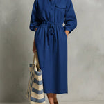 Linen And Cotton Dress With Drawstring Waist