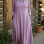 Cozy Button-down Stretch Midi Dress