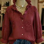 Casual Romantic Ruffled Collar Cotton Shirt