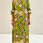 Retro Stand-up Collar Floral Print Loose Linen Cotton Dress