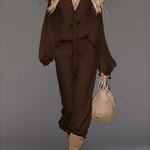 Flowy Chiffon Shirt And Trousers Two-piece Set