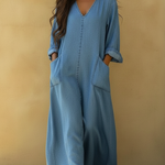 Casual V-neck Loose Denim Dress