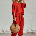 Cozy Loose-fitting Daily Wear Linen Two-piece Set