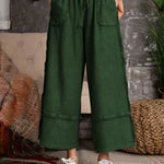 Women's Solid Color Elastic Waist Casual Loose Wide-leg Pants