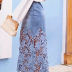 Stylish And Casual Patchwork Lace Denim Skirt