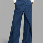 Women's Solid Color Elastic Waist Casual Loose Linen Wide-leg Pants