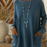 Casual Cozy Loose Denim Cotton Pocket Top