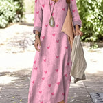 Women's Love Pattern Art Print Casual Cotton Dress