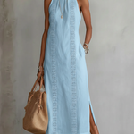 Angeles - Linen midi dress with mandarin collar