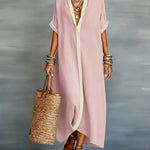 Women's Loose-fitting Linen And Cotton Shirt Dress