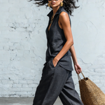 Minimalist Collared Shirt And Wide-leg Pant Linen Two-piece Set