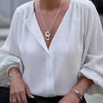 Effortless Elegance Lantern Sleeve Button-up Shirt