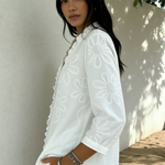 Romantic Ruffled Collar And Floral Embroidery Shirt