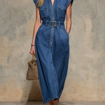 Women's Casual Cinched-waist Denim Dress