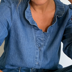 Romantic Ruffled Collar Denim Shirt
