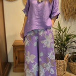 Casual Irregular Hem Linen Top And Pants Two-piece Set