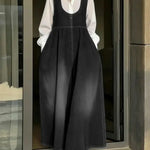 Women's U-neck Simple Sleeveless Casual Loose Denim Wide-leg Jumpsuit
