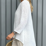 Casual Floral Embroidered 100% Cotton Shirt Top