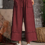Women's Solid Color Elastic Waist Casual Loose Wide-leg Pants