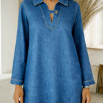 Women's Lapel Long-sleeved Casual Loose Denim Shirt
