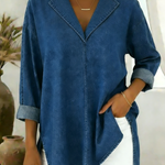 Casual And Cozy Collared Denim Cotton Top