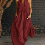 Elegant Resort-style Stand-collar Cotton Dress