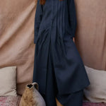 Women's Comfortable Linen And Cotton Extra-long Shirt And Pants Two-piece Set