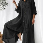 Women's Solid Color Art Casual Long Sleeve Cotton Linen Jumpsuit
