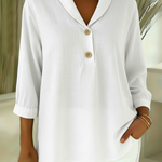 Retro Cozy Notch Lapel Linen Shirt Top