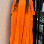 Women's Patchwork Embroidered Lace Loose Linen And Cotton Dress