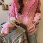 Women's Fashion Gradient V-neck Tassel Sweater